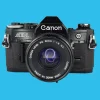 Canon AE-1 Black 35mm SLR Film Camera with Canon Prime Lens