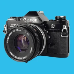 Canon AE-1 Black 35mm SLR Film Camera with Canon Prime Lens