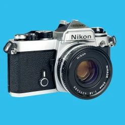 Nikon FE (Silver) 35mm SLR Film Camera With Nikkor 50mm F1.8 Lens