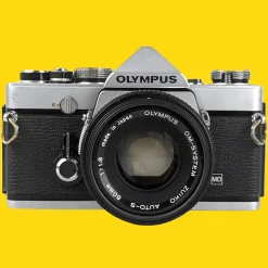 Olympus OM 1 Vintage 35mm SLR Film Camera with f/1.8 50mm Prime Lens