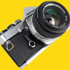 Olympus OM 1 Vintage 35mm SLR Film Camera with f/1.8 50mm Prime Lens