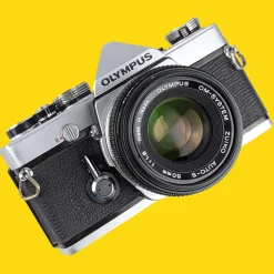 Olympus OM 1 Vintage 35mm SLR Film Camera with f/1.8 50mm Prime Lens