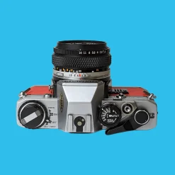 Olympus OM10 Red Leather Vintage 35mm Film Camera w/ F/1.8 50mm Lens