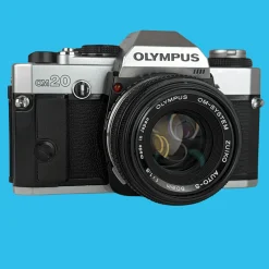 Olympus OM20 Vintage SLR 35mm Film Camera with f/1.8 50mm Prime Lens