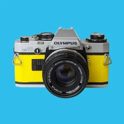Olympus OM10 Yellow Leather Vintage 35mm Film Camera w/ F/1.8 50mm Lens
