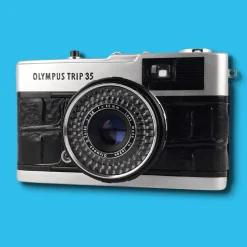Olympus Trip 35 Black Crocodile Leather Point and Shoot 35mm Film Camera