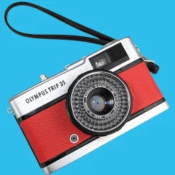 Olympus Trip 35 Red Leather Point and Shoot 35mm Film Camera