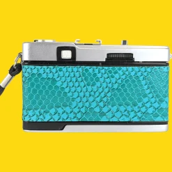 Olympus Trip 35 Turquoise Lizard Leather Point and Shoot 35mm Film Camera