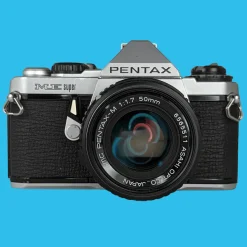 Pentax ME Super Vintage SLR 35mm Film Camera with f/1.7 50mm Prime Lens