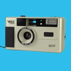 Retro VIBE 35mm Film Camera Reusable Point And Shoot - Champagne Silver