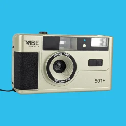 Retro VIBE 35mm Film Camera Reusable Point And Shoot - Champagne Silver