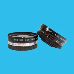 Yashica Electro GSN 35mm Film Camera With Yashinon Lens - 45mm f1.7, Wide Angle f1.4 and Telephoto f1.4 Adapter.